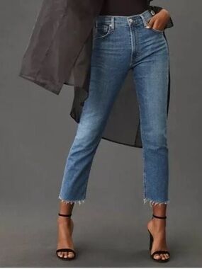 Citizens Of Humanity Medium Blue High-Rise Cropped Straight Jeans